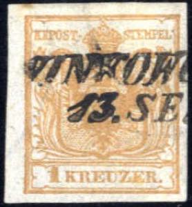 1850, 1 Kreuzer dunkelbraunorange in Type Ia ... 