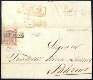 1858, lettera da Napoli il 16.1 per Palermo ... 