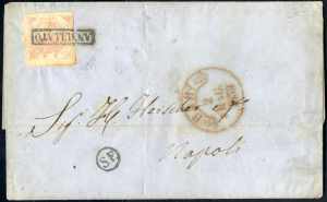 1859, lettera da Bari il 2.5 per Napoli ... 