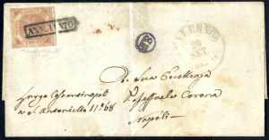 1858, lettera da Salerno il 29.9 per Napoli ... 
