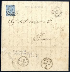 1865, due lettere affrancate con ferro di ... 