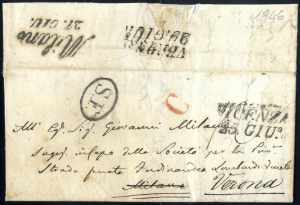 1846, lettera da Vicenza il 25.6 per Milano ... 