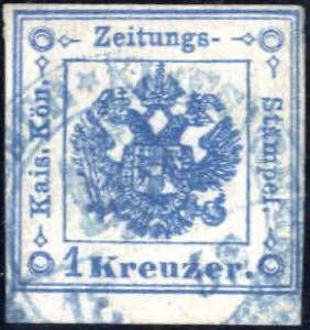 1858, 1 Kr. blau Type I mit blauem ... 