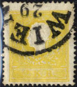 1858, Kaiserkopf nach links, 2 Kr. gelb mit ... 