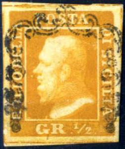 1859, ½ grano giallo brunastro, carta di ... 