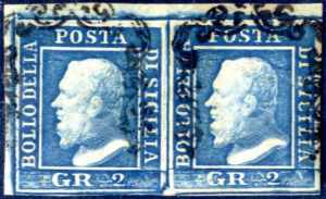 1859, 2 grana azzurro chiaro, III tavola, ... 