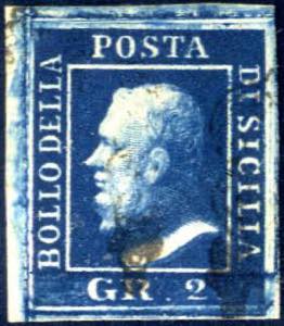 1859, 2 grana azzurro scurissimo, III ... 