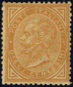1863, Vitt. Em. II, 10 c. giallo ocra ... 