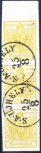 1850, 1 Kreuzer tiefkadmiumgelb Handpapier ... 
