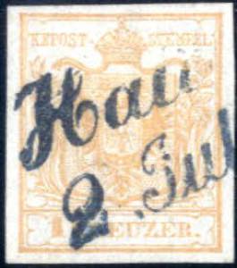 1850, 1 Kreuzer braunorange Handpapier Type ... 