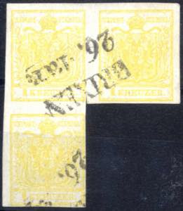 1850/54, 1 Kreuzer chromgelb Maschinenpapier ... 