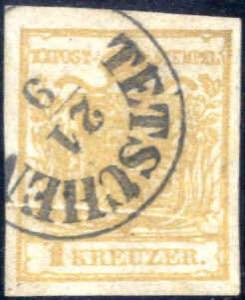 1850, 1 Kreuzer (gelb)ocker Handpapier Type ... 