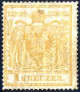 1850/54, 1 Kreuzer braungelb Maschinenpapier ... 