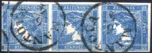 1851, 0,6 Kr. blau, Type IIIb im waagrechten ... 