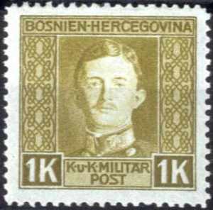 1918, 1 Krone olivgrün auf grünlich gez. ... 
