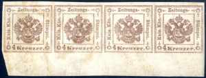 1858, 4 Kreuzer braun, Type I, waagrechter ... 