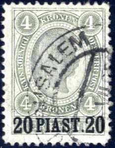 1900, 20 PIAST.20 auf 4 Kr. graugrün, LZ 12 ... 