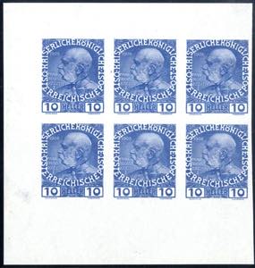 1908/13, Probedruck zu 10 Heller blau (in ... 