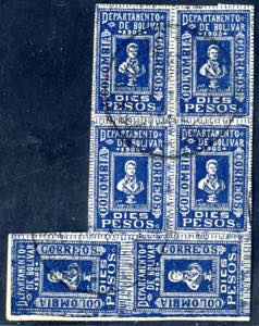 1903, 10 Pesos blau auf weiß (gestreiftes ... 