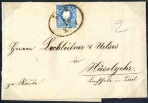 Linz, Brief vom 12.10.1859 nach Häselgehr ... 