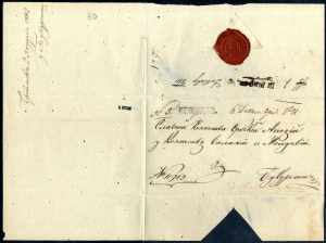 1841, Opened letter for display sent from ... 