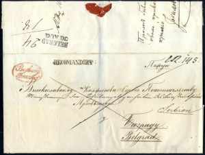 PRESSBURG/FRANCO 1845, Registered letter ... 