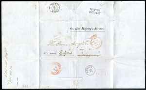 1852, OHMS folded official postal form ... 