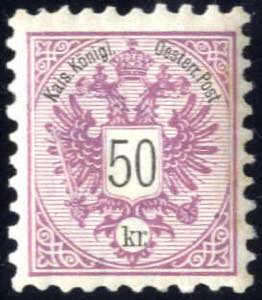 1883, Freimarke Doppeladler, 50 Kr rotlila, ... 