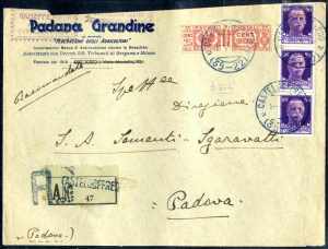 1944, lettera raccomandata da Castelsoferedo ... 