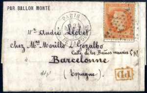 1870, 24.10., Ballon Montè Brief von Paris ... 