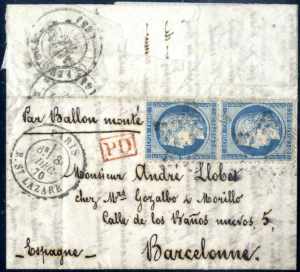 1870, 8.12., Ballon Montè Brief von Paris ... 