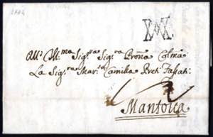 1764, Bollo di Milano su lettera da Casale ... 