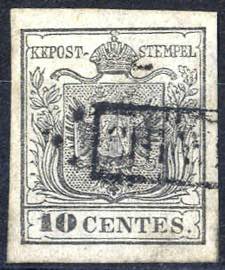 1850, 10 Cent. grigio nero, prima tiratura, ... 