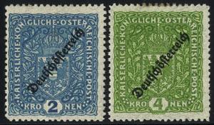 1918/19, Zähnung 11½, 2 Kr. + 4 Kr., 2 ... 