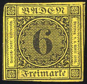 1853, 6 Kr schwarz auf gelb, verdünnt, Mi. ... 