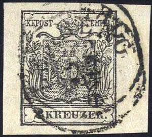 1850, 2 Kr. HPIII schwarz, rechtes ... 