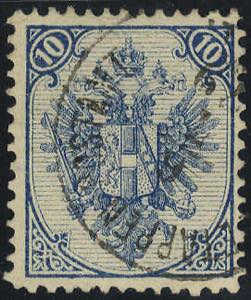 1879, Steindruck, 10 Kr. blau, LZ 12, ... 