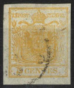 1850, 5 Cent. giallo arancio chiaro, cert. ... 