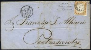 1861, 10 cent. bruno rossastro, tonalitá ... 