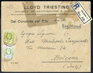 1922, registred letter from Colombo to ... 