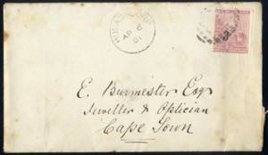 1881, letter from Humansdorp 6.4.81 to Cape ... 