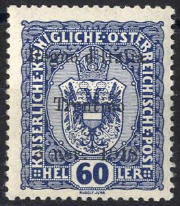 1918, Trentino, 60 H. cobalto scuro, firm. ... 