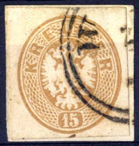 1863, Kuvertauschnitt,15 Kr. braun auf ... 