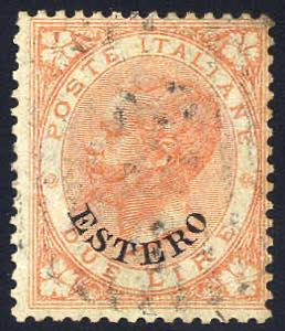 1874, Estero, 2 Lire, firm. A. Diena (S. 9 / ... 