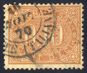 1863, Tunisi, annullo d.c. su 10 Cent. ... 