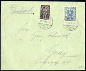 Graz, 1921, die beiden Eimarken je auf Brief ... 
