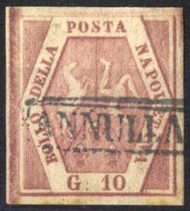 1858, 10 gr. rosa brunastro, Sass. 10 / 375,-