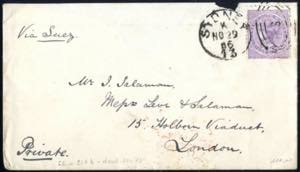 1896, Brief von Sydney am 29.11. nach London ... 