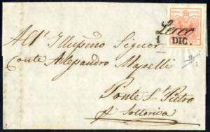 1850, 15 Cent. rosso su lettera da Lecco, ... 
