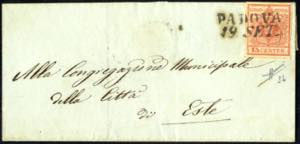 1850, 15 Cent. rosso carminio, prima ... 